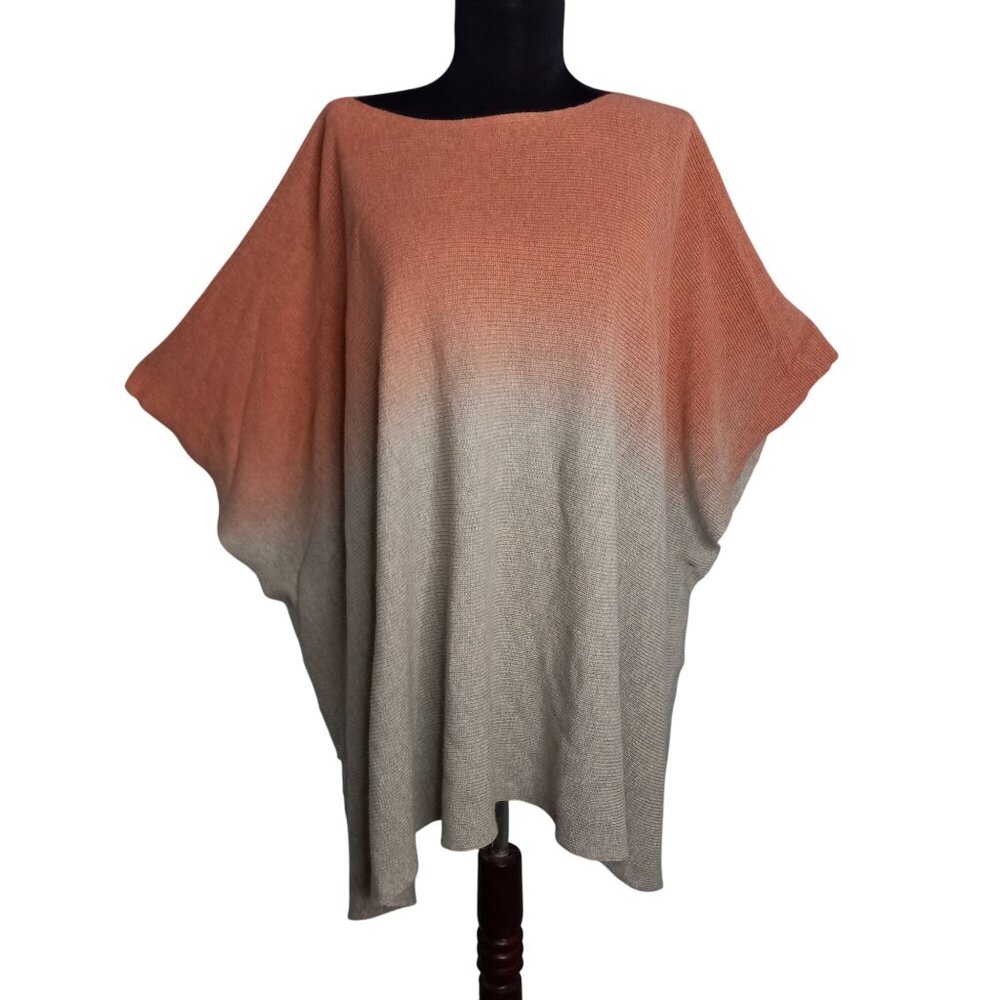 Purejill J Jill One Size Poncho Ombré Knit Cape Soft Gradient Cozy Chic Layering
